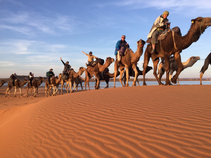 Happy camel riders