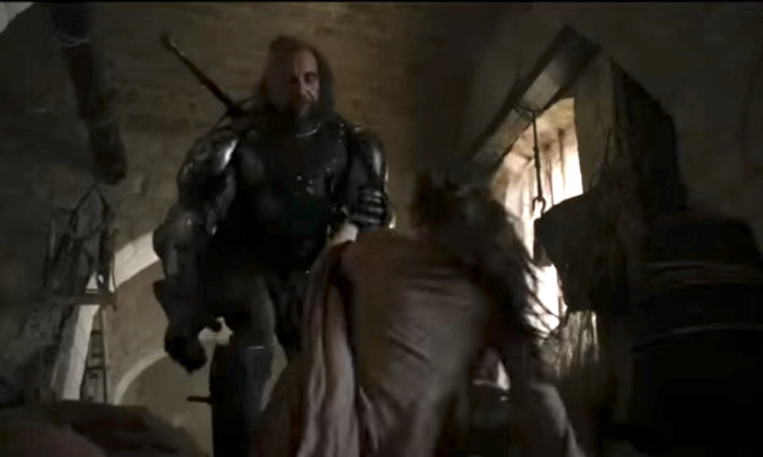 Sandor Clegane, a.k.a. The Hound, rescues Sansa Stark from a harrowing experience