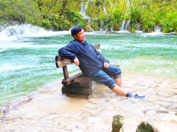 Taking it all in on a flooded bench