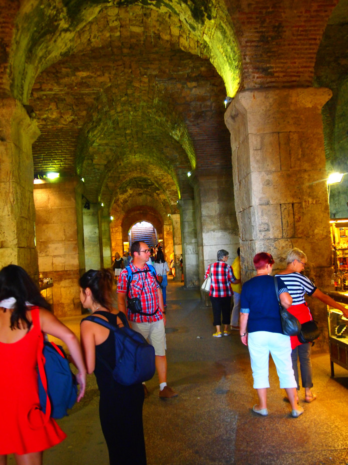 Diocletian's Vaults filled with tourists and vendors