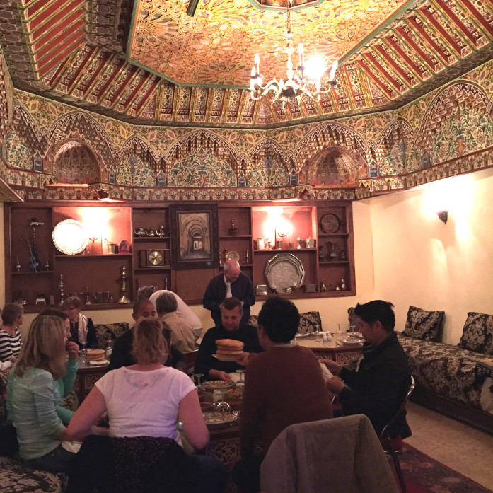 Dining at a home in Fes with our tour group