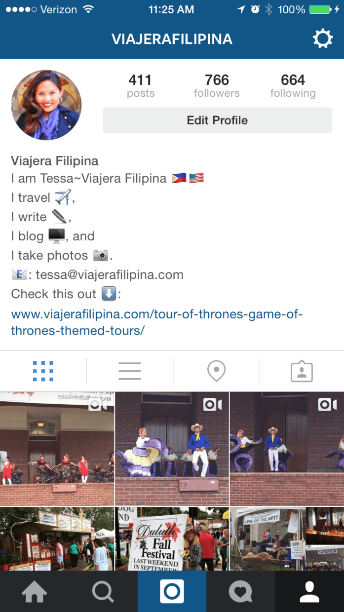 Viajera Filipina Instagram page 