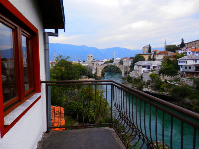 The Stari Most or Mostar's famed Old Bridge, from our balcony